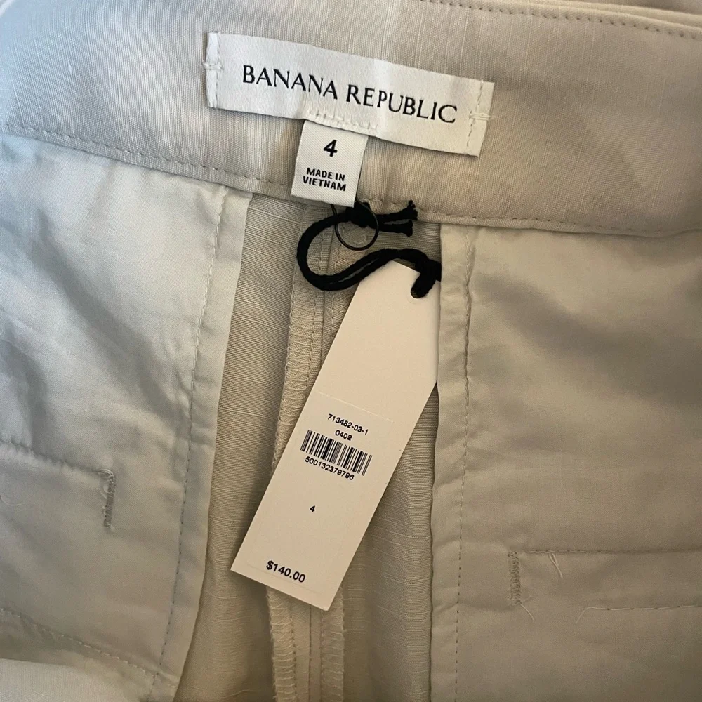 BANANA REPUBLIC HIGH-RISE BARREL TENCEL-LINEN PANT in Lunar Dust Size 4 NWT $140